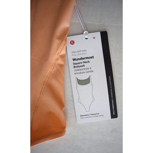 Lululemon Women's Sz M Peach Wundermost Nulu Square Neck Sleeveless Bodysuit - Picture 6 of 10